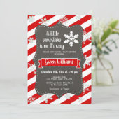 Invitation Baby shower d'hiver Snowflake | Rouge et blanc (Debout devant)