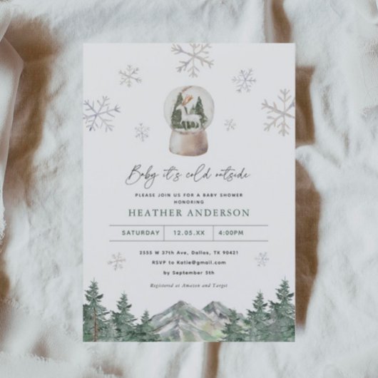 Invitation Baby shower d'hiver Snowflake Winter Wonderland