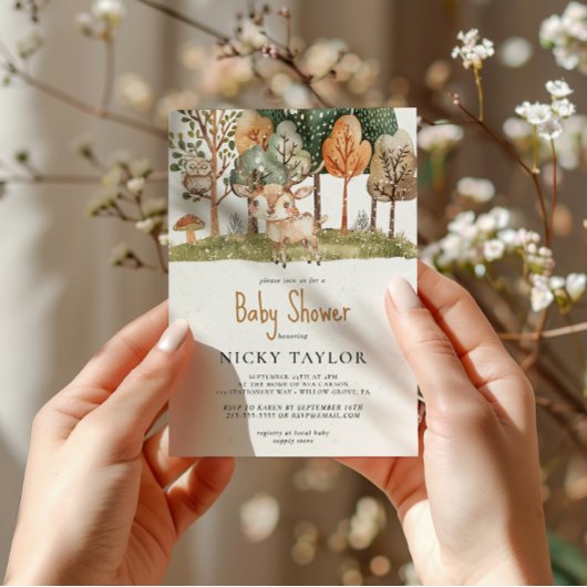 Invitation Baby shower d'hiver sur la neige des animaux des b