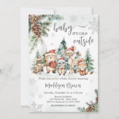 Invitation Baby shower d'hiver sur les animaux des bois (Devant)