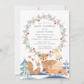 Invitation Baby shower d'hiver sur les animaux des bois (Devant)