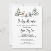 Invitation Baby shower d'hiver sur les animaux des bois (Devant)