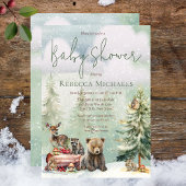 Invitation Baby shower d'hiver sur les animaux forestiers