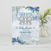Invitation Baby shower d'hiver Twin Bear Cubs (Debout devant)