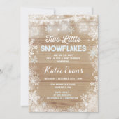 Invitation Baby shower d'hiver Twin Rustic Blue (Devant)