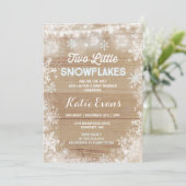 Invitation Baby shower d'hiver Twin Rustic Blue (Debout devant)