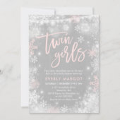 Invitation Baby shower d'hiver Twins Rustic Shower (Devant)