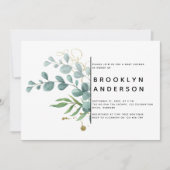 Invitation Baby shower d'huile d'or Eucalyptus Greenery (Devant)