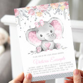 Invitation Baby shower Diamant d'éléphant rose Fille