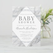 Invitation Baby shower diamant et marbre (Debout devant)