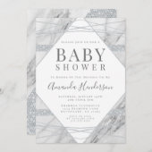 Invitation Baby shower diamant et marbre (Devant / Derrière)