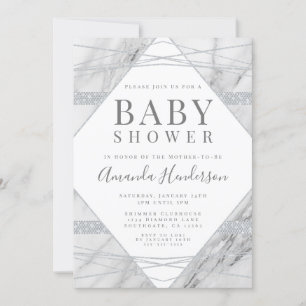 Invitation Baby shower diamant et marbre