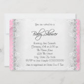 Invitation Baby Shower Diamants Roses et Perles Jolies (Dos)