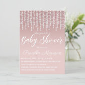 Invitation Baby shower Diamond Pink à percussion rose (Debout devant)
