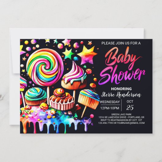 Invitation Baby shower Digital Candy Dream (Devant)