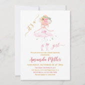Invitation Baby shower d'illustration de filles de ballet dou (Devant)
