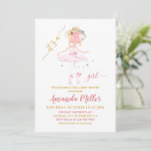 Invitation Baby shower d'illustration de filles de ballet dou (Debout devant)