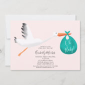 Invitation Baby shower d'illustration de sac turquoise à cigo (Devant)