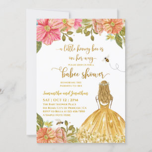 Invitation Baby shower d'illustration Girl Bee