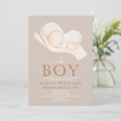 Invitation Baby shower d'illustration minimal Oh Boy Pastel (Debout devant)