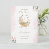 Invitation Baby shower d'illustration rose et Brown (Debout devant)