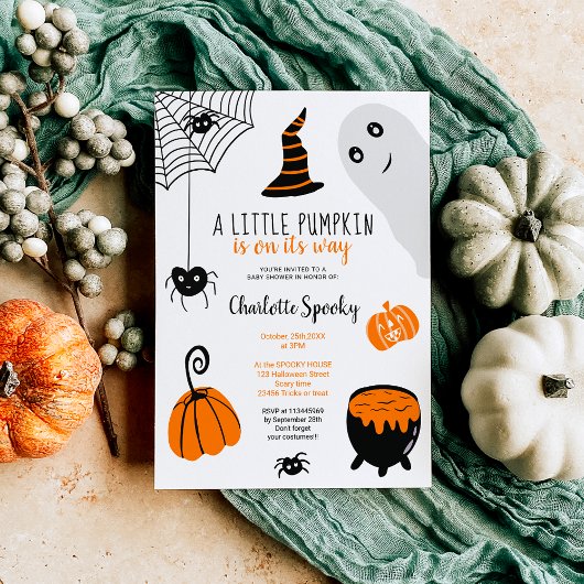 Invitation Baby shower d'illustrations d'Halloween orange