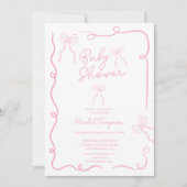 Invitation Baby shower d'illustrations en ruban des arcs rose (Devant)