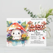 Invitation Baby shower d'Imaginaire de champignons enchanté (Debout devant)