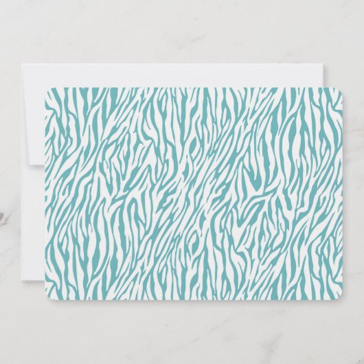 Invitation Baby shower d'impression Aqua White Zebra (Dos)