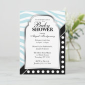 Invitation Baby shower d'impression Black Polka Dot Blue Zebr (Debout devant)