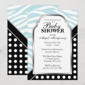 Invitation Baby shower d'impression Black Polka Dot Blue Zebr (Devant / Derrière)
