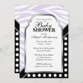 Invitation Baby shower d'impression Black Polka Dot Purple Ze (Devant / Derrière)