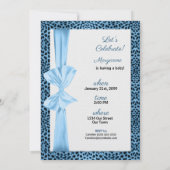 Invitation Baby shower d'impression bleu Cheetah (Dos)
