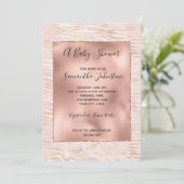 Invitation Baby shower d'impression Blush Rose Glam Gold Zebr (Debout devant)