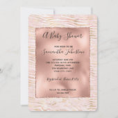 Invitation Baby shower d'impression Blush Rose Glam Gold Zebr (Devant)