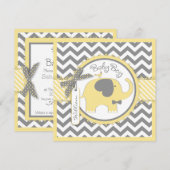 Invitation Baby shower d'impression Chevron cravate jaune élé (Devant / Derrière)