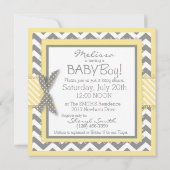 Invitation Baby shower d'impression Chevron cravate jaune élé (Dos)