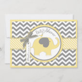 Invitation Baby shower d'impression Chevron Eléphant Jaune (Devant)