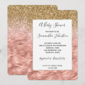 Invitation Baby shower d'impression Chic rose Glitz Zebra (Devant / Derrière)
