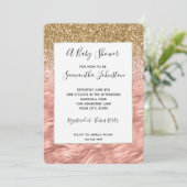 Invitation Baby shower d'impression Chic rose Glitz Zebra (Debout devant)