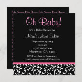 Invitation Baby shower D'Impression Coupe noire blanche rose (Devant / Derrière)