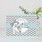 Invitation Baby shower d'impression de Blue Owl Chevron (Debout devant)