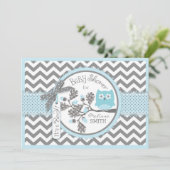 Invitation Baby shower d'impression de Blue Owl Chevron (Debout devant)