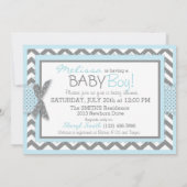Invitation Baby shower d'impression de Blue Owl Chevron (Dos)