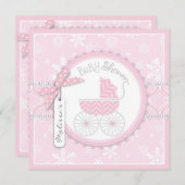 Invitation Baby shower d'impression de chariot et de flocon (Devant / Derrière)