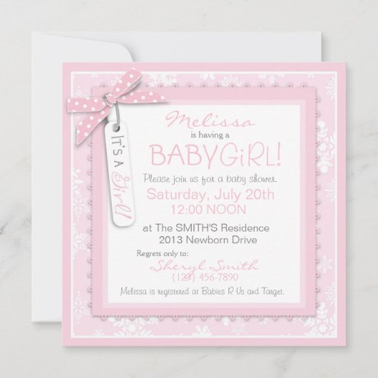 Invitation Baby shower d'impression de chariot et de flocon (Dos)