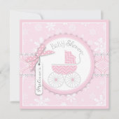 Invitation Baby shower d'impression de chariot et de flocon (Devant)