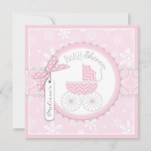 Invitation Baby shower d'impression de chariot et de flocon (Devant)