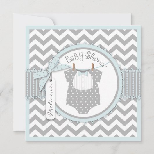 Invitation Baby shower d'impression de Chevron de cravate (Devant)
