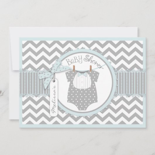 Invitation Baby shower d'impression de Chevron de cravate (Devant)